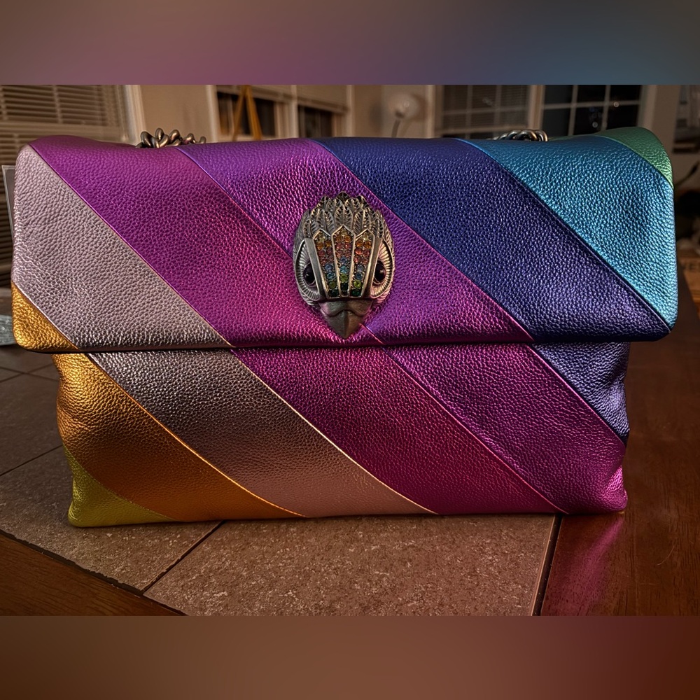🌈Kurt Geiger XXL Metallic Rainbow Stripe Shoulder Bag🌈